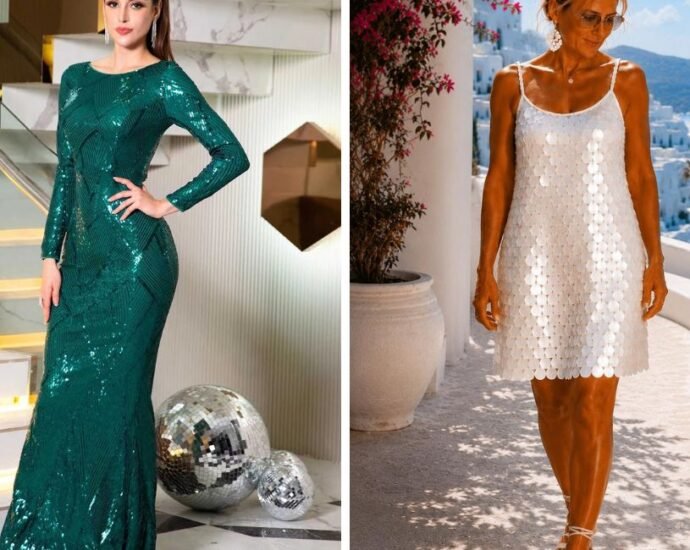 white sequin dress