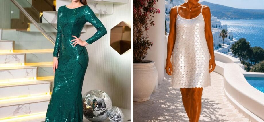 white sequin dress